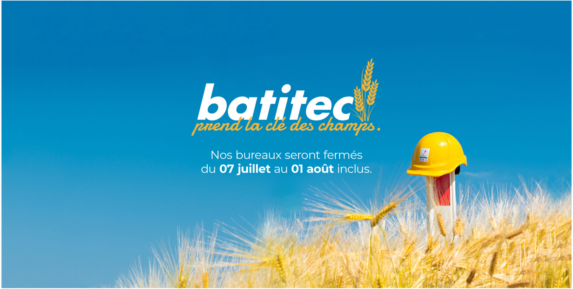 Batitec annonce congés été 2025 banner website
